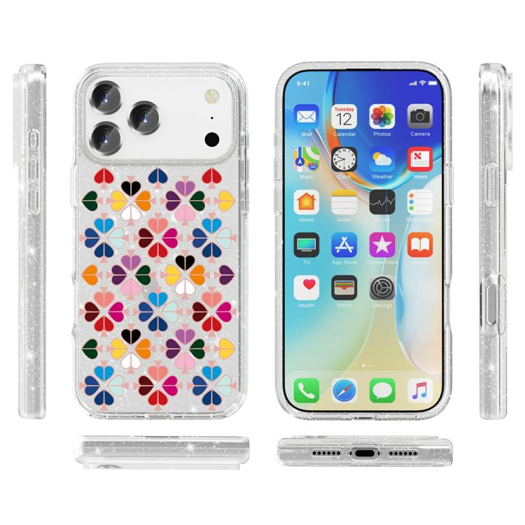 Glittering Crystal Red Heart Pattern Phone Case, For iPhone 17 Pro Max, For iPhone 17 Pro
