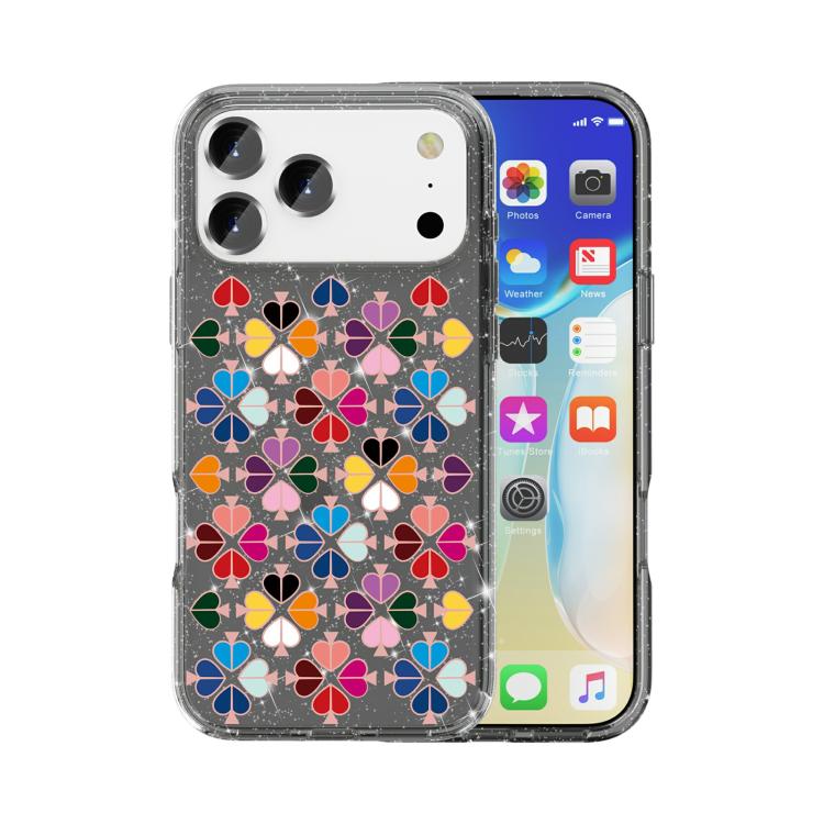 Glittering Crystal Red Heart Pattern Phone Case, For iPhone 18 Pro / 17 Pro, For iPhone 18 Pro Max / 17 Pro Max
