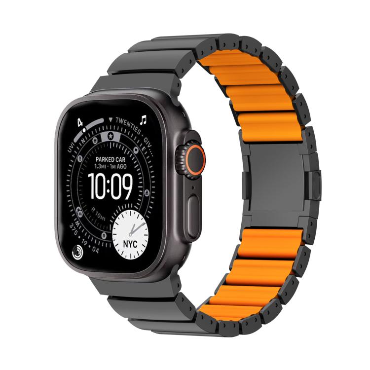 Magnetic Clasp One Beads Silicone Titanium Alloy Watch Band, For Apple Watch 46mm / 49mm / 45mm / 44mm, For Apple Watch 42mm / 41mm / 40mm / 38mm