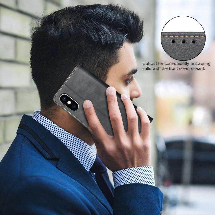 Solid Color Calfskin Texture RFID Vegan Leather Phone Case, For iPhone XS Max, For iPhone 6 Plus/7 Plus/8 Plus, For iPhone 6 / 7 / 8