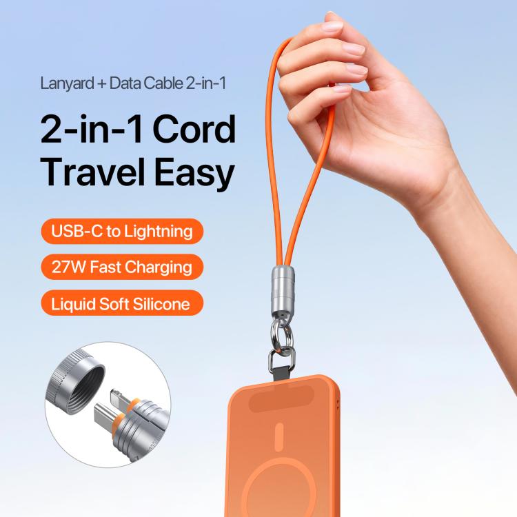 DUX DUCIS LCBA Series 27W Type-C to 8 Pin Lanyard Fast Charging Data Cable, Length: 30cm, Type-C to 8 Pin
