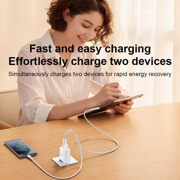 Yesido YC106 PD20W USB-C / Type-C and QC18W USB-A Dual Ports Charger Set with Type-C to Type-C Cable, YC106