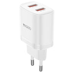 Yesido YC104 12W 2.4A USB Dual Ports Charger Set with 1m USB to Type-C Data Cable, YC104