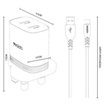Yesido YC150 12W 2.4A USB Dual Ports Charger Set with 1m USB to Type-C Data Cable, YC150