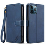 AZNS A2 Series Tri-Card Wallet RFID Vegan Leather Phone Case with Strap, For iPhone 13 Pro, For iPhone 13, For iPhone 12, For iPhone 12 Pro Max, For iPhone 12 Pro, For iPhone 11 Pro Max, For iPhone 11, For iPhone 11 Pro