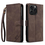 AZNS A2 Series Tri-Card Wallet RFID Vegan Leather Phone Case with Strap, For iPhone 13 Pro, For iPhone 13, For iPhone 12, For iPhone 12 Pro Max, For iPhone 12 Pro, For iPhone 11 Pro Max, For iPhone 11, For iPhone 11 Pro