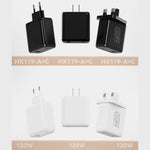 HX119 120W USB and Type-C Dual Interface Fast Charger, EU Plug, UK Plug, US Plug