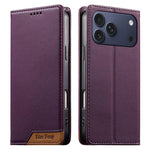 Dierfeng Splicing Strong Magnetic RFID Vegan Leather Phone Case, For iPhone 17e / 16e, For iPhone 17 Pro Max, For iPhone 17 Pro, For iPhone 17, For iPhone Air, For iPhone 16 Pro Max, For iPhone 16 Pro, For iPhone 16 Plus