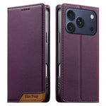 Dierfeng Splicing Strong Magnetic RFID Vegan Leather Phone Case, For iPhone 17e / 16e, For iPhone 17 Pro Max, For iPhone 17 Pro, For iPhone 17, For iPhone Air, For iPhone 16 Pro Max, For iPhone 16 Pro, For iPhone 16 Plus