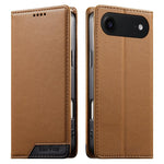 Dierfeng Splicing Strong Magnetic RFID Vegan Leather Phone Case, For iPhone 17e / 16e, For iPhone 17 Pro Max, For iPhone 17 Pro, For iPhone 17, For iPhone Air, For iPhone 16 Pro Max, For iPhone 16 Pro, For iPhone 16 Plus