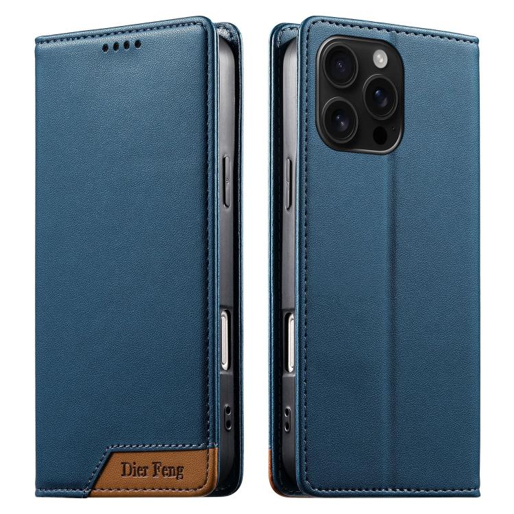 Dierfeng Splicing Strong Magnetic RFID Vegan Leather Phone Case, For iPhone 17e / 16e, For iPhone 17 Pro Max, For iPhone 17 Pro, For iPhone 17, For iPhone Air, For iPhone 16 Pro Max, For iPhone 16 Pro, For iPhone 16 Plus