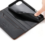 Dierfeng Splicing Strong Magnetic RFID Vegan Leather Phone Case, For iPhone 17e / 16e, For iPhone 17 Pro Max, For iPhone 17 Pro, For iPhone 17, For iPhone Air, For iPhone 16 Pro Max, For iPhone 16 Pro, For iPhone 16 Plus