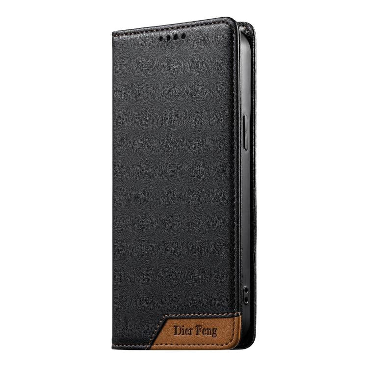 Dierfeng Splicing Strong Magnetic RFID Vegan Leather Phone Case, For iPhone 14 Pro Max, For iPhone SE 2022 / SE 2020 / 8 / 7, For iPhone 13 Pro Max, For iPhone 13 Pro, For iPhone 13 mini, For iPhone 12 / 12 Pro, For iPhone 12 Pro Max, For iPhone 12 mini