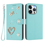 ZS01 Double-Layer Heart Floral Vegan Leather Phone Case with Wrist Strap, For iPhone 13 Pro, For iPhone 12 / 12 Pro, For iPhone 12 Pro Max, For iPhone 11 Pro Max, For iPhone 11, For iPhone 11 Pro