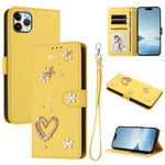 ZS01 Double-Layer Heart Floral Vegan Leather Phone Case with Wrist Strap, For iPhone 13 Pro, For iPhone 12 / 12 Pro, For iPhone 12 Pro Max, For iPhone 11 Pro Max, For iPhone 11, For iPhone 11 Pro