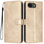 Sunflower Embossed Vegan Leather Phone Case with Small Black Rope, For iPhone 16e / 17e, For iPhone 17 Pro Max, For iPhone 17 Pro, For iPhone 17, For iPhone Air, For iPhone 16 Pro Max, For iPhone 16 Pro, For iPhone 16 Plus