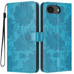 Sunflower Embossed Vegan Leather Phone Case with Small Black Rope, For iPhone 16e / 17e, For iPhone 17 Pro Max, For iPhone 17 Pro, For iPhone 17, For iPhone Air, For iPhone 16 Pro Max, For iPhone 16 Pro, For iPhone 16 Plus