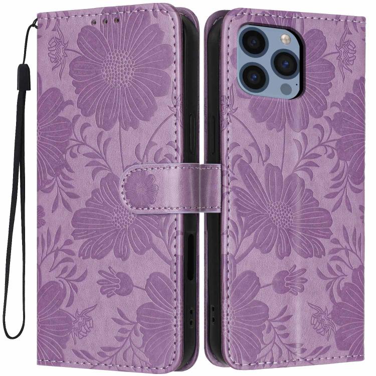 Sunflower Embossed Vegan Leather Phone Case with Small Black Rope, For iPhone 14 Pro Max, For iPhone 13 Pro Max, For iPhone 13 Pro, For iPhone 13, For iPhone 12 / 12 Pro, For iPhone 12 Pro Max, For iPhone 11 Pro Max, For iPhone 11