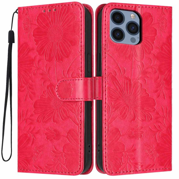 Sunflower Embossed Vegan Leather Phone Case with Small Black Rope, For iPhone 14 Pro Max, For iPhone 13 Pro Max, For iPhone 13 Pro, For iPhone 13, For iPhone 12 / 12 Pro, For iPhone 12 Pro Max, For iPhone 11 Pro Max, For iPhone 11