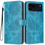 Sunflower Embossed Vegan Leather Phone Case with Small Black Rope, For iPhone 18 Pro, For iPhone 18 Pro Max, For iPhone 16e / 17e, For iPhone 17 Pro Max, For iPhone 17 Pro, For iPhone 17, For iPhone Air, For iPhone 16 Pro Max