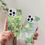 Butterfly Pattern Silver Plating PC Hybrid TPU Phone Case, For iPhone 13 Pro Max, For iPhone 13 Pro, For iPhone 13, For iPhone 13 mini, For iPhone 12 Pro Max, For iPhone 12 Pro