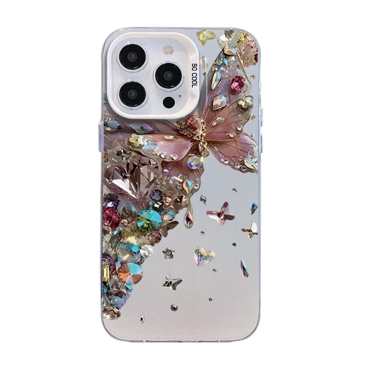 Butterfly Pattern Silver Plating PC Hybrid TPU Phone Case, For iPhone 13 Pro Max, For iPhone 13 Pro, For iPhone 13, For iPhone 13 mini, For iPhone 12 Pro Max, For iPhone 12 Pro