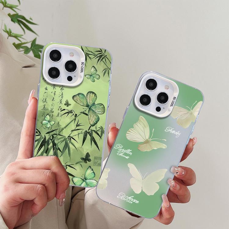Butterfly Pattern Silver Plating PC Hybrid TPU Phone Case, For iPhone 12 mini, For iPhone 11 Pro Max, For iPhone 11, For iPhone 11 Pro, For iPhone XS / X, For iPhone XR