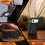 Camera Sliding Shield Magnetic Rotation Holder Phone Case, For iPhone 17 Pro Max, For iPhone 17 Pro, For iPhone 17, For iPhone Air, For iPhone 16 Pro Max, For iPhone 16 Pro