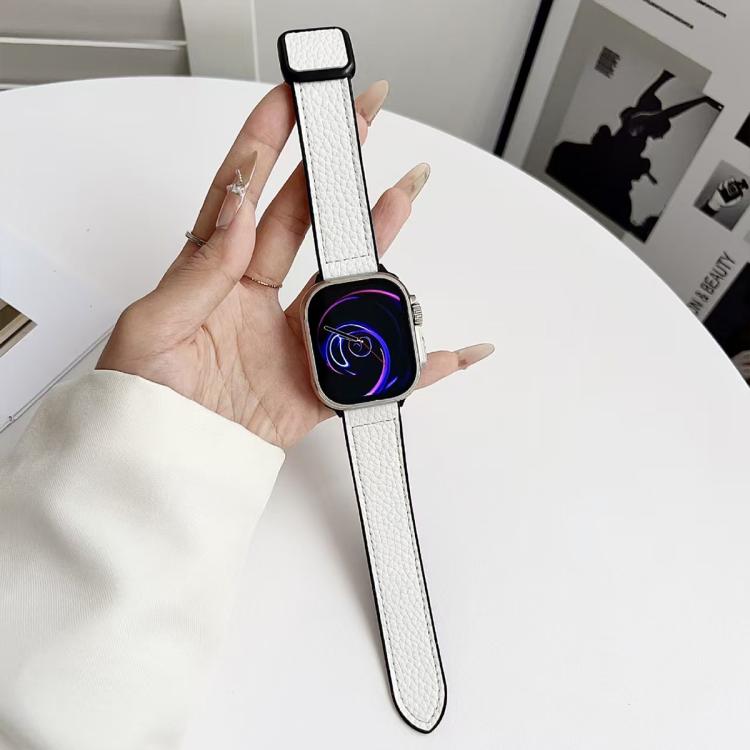 xDfind Litchi Texture Vegan Leather Magnetic Buckle Watch Band, For Apple Watch 42 / 44 / 45 / 46 / 49mm, For Apple Watch 38 / 40 / 41 / S11 42mm