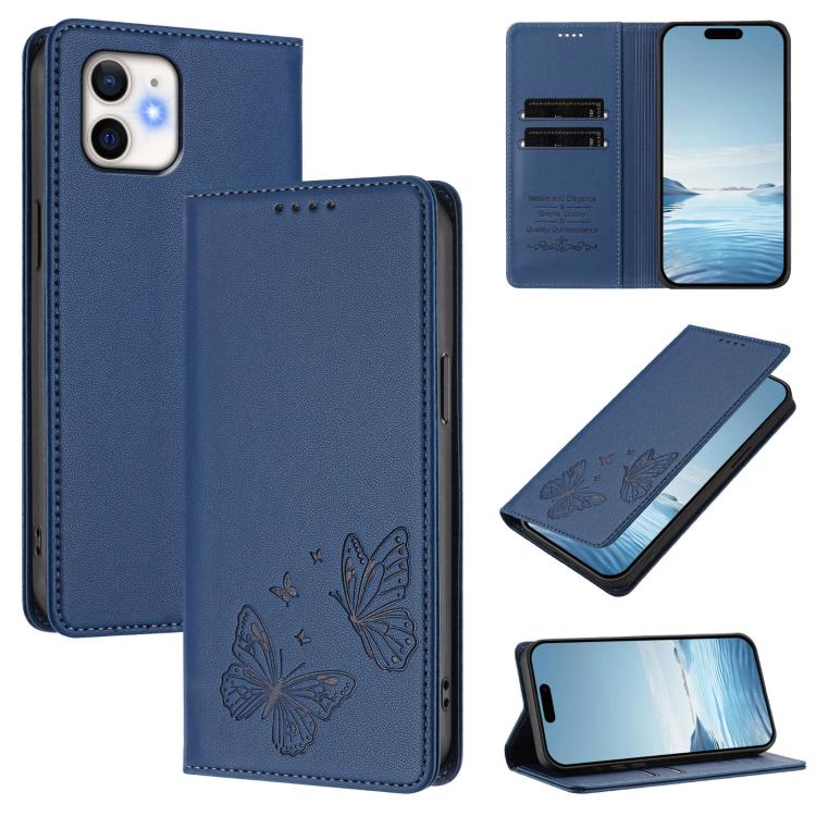 Strong Magnetic Dual Butterfly RFID Vegan Leather Phone Case, For iPhone 12 Pro Max, For iPhone 11 Pro Max, For iPhone 11, For iPhone 11 Pro