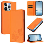 Strong Magnetic Dual Butterfly RFID Vegan Leather Phone Case, For iPhone 15, For iPhone 14 Plus, For iPhone 14 / 13, For iPhone 14 Pro