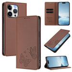 Strong Magnetic Dual Butterfly RFID Vegan Leather Phone Case, For iPhone 14 Pro Max, For iPhone 13 Pro Max, For iPhone 13 Pro, For iPhone 12 / 12 Pro