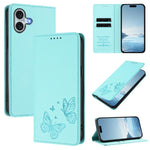 Strong Magnetic Dual Butterfly RFID Vegan Leather Phone Case, For iPhone Air, For iPhone 16 Pro Max, For iPhone 16 Pro, For iPhone 16 Plus