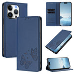 Strong Magnetic Dual Butterfly RFID Vegan Leather Phone Case, For iPhone Air, For iPhone 16 Pro Max, For iPhone 16 Pro, For iPhone 16 Plus