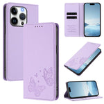 Strong Magnetic Dual Butterfly RFID Vegan Leather Phone Case, For iPhone Air, For iPhone 16 Pro Max, For iPhone 16 Pro, For iPhone 16 Plus