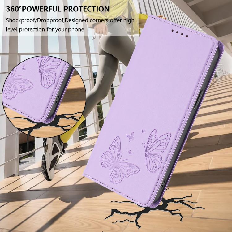Strong Magnetic Dual Butterfly RFID Vegan Leather Phone Case, For iPhone 17e / 16e, For iPhone 17 Pro Max, For iPhone 17 Pro, For iPhone 17