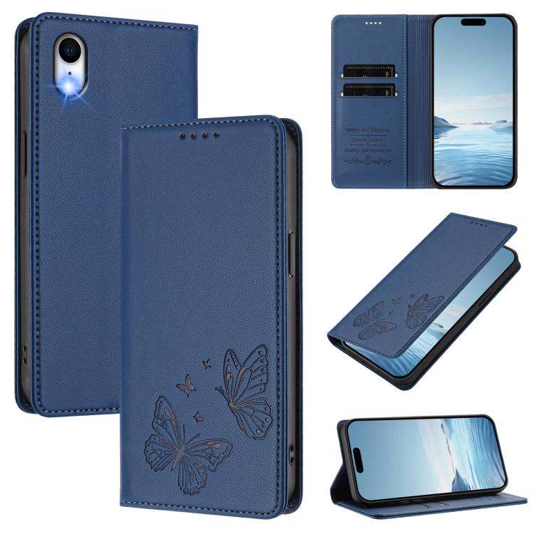Strong Magnetic Dual Butterfly RFID Vegan Leather Phone Case, For iPhone X / XS, For iPhone XR, For iPhone XS Max, For iPhone 8 Plus / 7 Plus