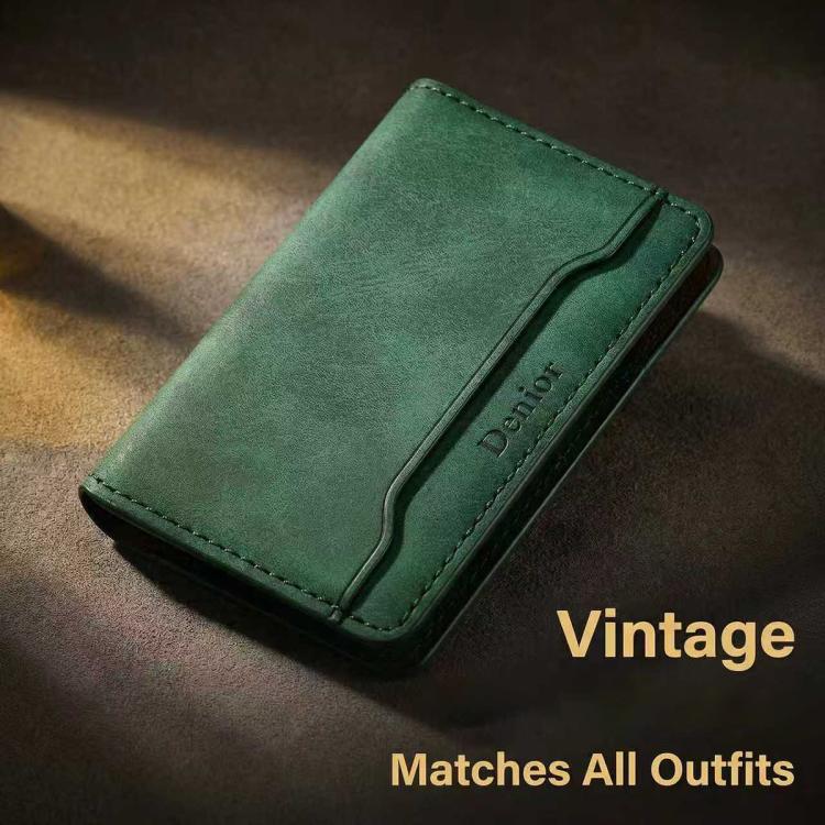 Denior V08+1 Retro Vegan Leather Texture Magnetic Wallet Card Holder Bag