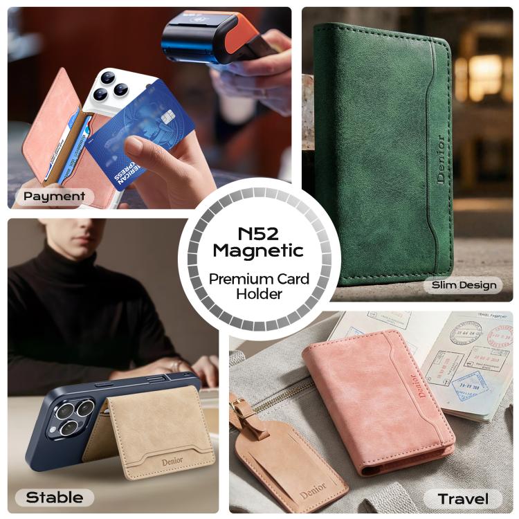 Denior V08+1 Retro Vegan Leather Texture Magnetic Wallet Card Holder Bag