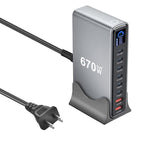 YMX-LCD670W 670W 6xType-C and 2xUSB GaN Digital Display Multi-Function Charger, AU Plug, EU Plug, UK Plug, US Plug