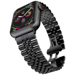 Metal Five Baht Replacement Steel Strap Watchband, For Apple Watch Ultra 49mm / Series 8&7 45mm / SE 2&6&SE&5&4 44mm / 3&2&1 42mm, For Apple Watch Series 8&7 41mm / SE 2&6&SE&5&4 40mm / 3&2&1 38mm