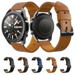 For Samsung Galaxy Watch 3 45mm Round Hole Line Genuine Leather Replacement Strap Watchband