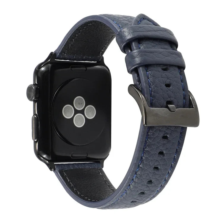 Litchi Texture Genuine Leather Watchband For Apple Watch Series 6 & SE & 5 & 4 44mm / 3 & 2 & 1 42mm, For Apple Watch Series 7 45mm / 6 & SE & 5 & 4 44mm / 3 & 2 & 1 42mm