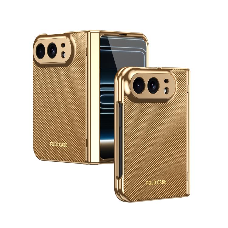 Electroplated PC Fold Shockproof Vegan Leather Phone Case, For iPhone Duo