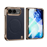 Litchi-Grain Magnetic Integrated Screen Protector Phone Case, For iPhone Duo