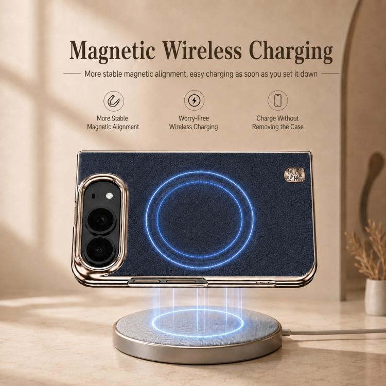 Litchi-Grain Magnetic Integrated Screen Protector Phone Case, For iPhone Duo