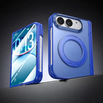 Intergrated Shell And Flim Translucent Spring Hinge 360 Ring Holder Phone Case, For iPhone Duo