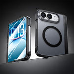 Integrated Shell And Flim Translucent Spring Hinge Holder Magnetic Phone Case, For iPhone Duo
