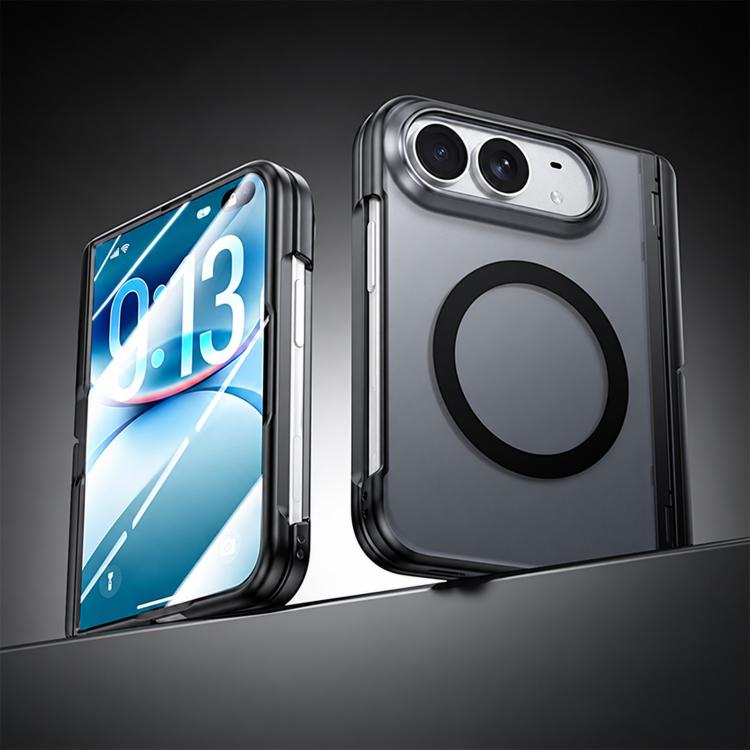 Integrated Shell And Flim Translucent Spring Hinge Holder Magnetic Phone Case, For iPhone Duo