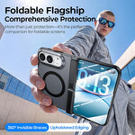 Integrated Shell And Flim Translucent Spring Hinge Holder Magnetic Phone Case, For iPhone Duo